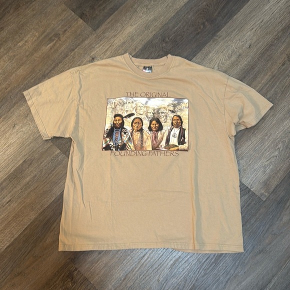 VTG Men's XXL Hanes Beefy Tee - The Original Founding Fathers Native American - Picture 1 of 2